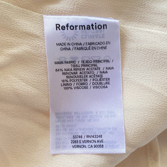 Reformation Winifred Satin Dress Fior Di Latte - Picture 9 of 12